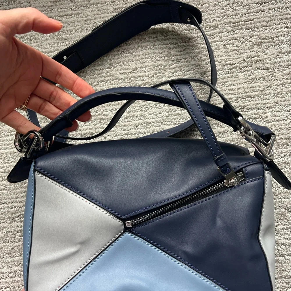 Blue Puzzle Bag Fashion Geometric Crossbody in Light Blue, Navy - Picture 5 of 15